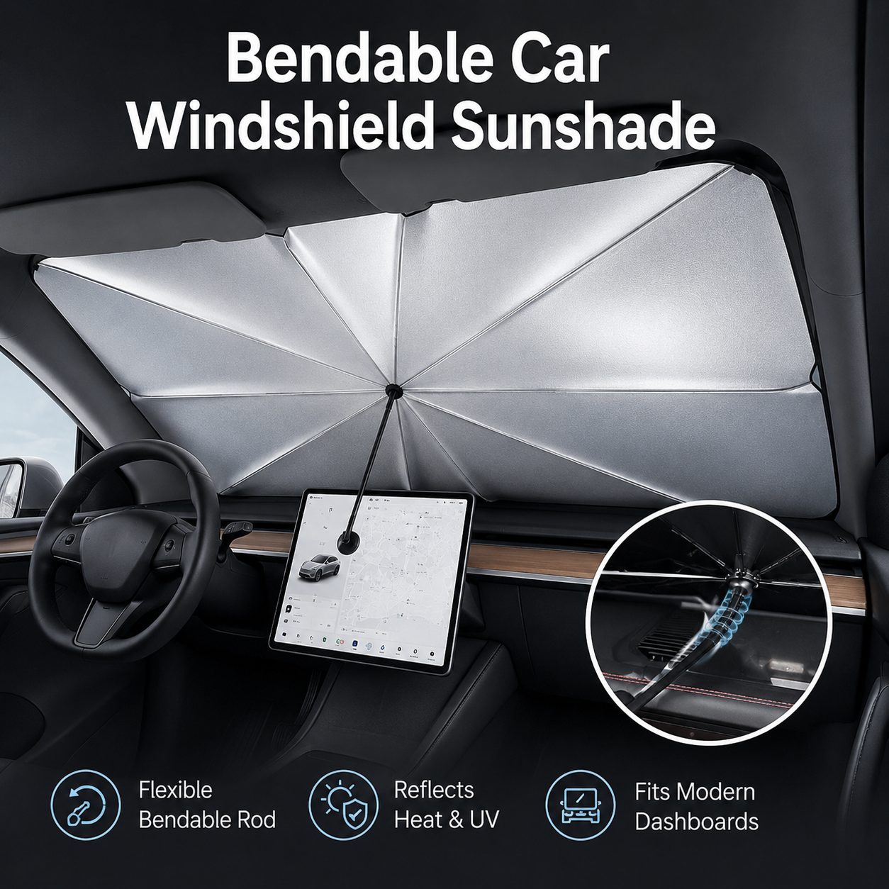 🏆LAST DAY SALE 56% OFF🔥Bendable Car Windshield Sunshade Umbrella