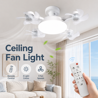 🌀 50% OFF! 💡 Ceiling Fan with E27 Socket – Quiet 2-in-1 LED Fan with Remote Control – Cooling & Lighting in One 🏠