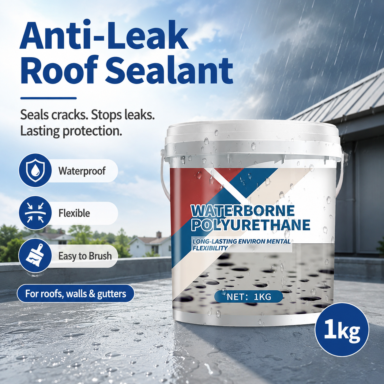 🥳2026 HOT SALE🥳💞50K+ SOLD!🏠💧 50% OFF! Anti‑Leakage Roof Sealant – Seals cracks instantly, flexible & weatherproof. Safe & odorless. 1kg. 🛡️✨