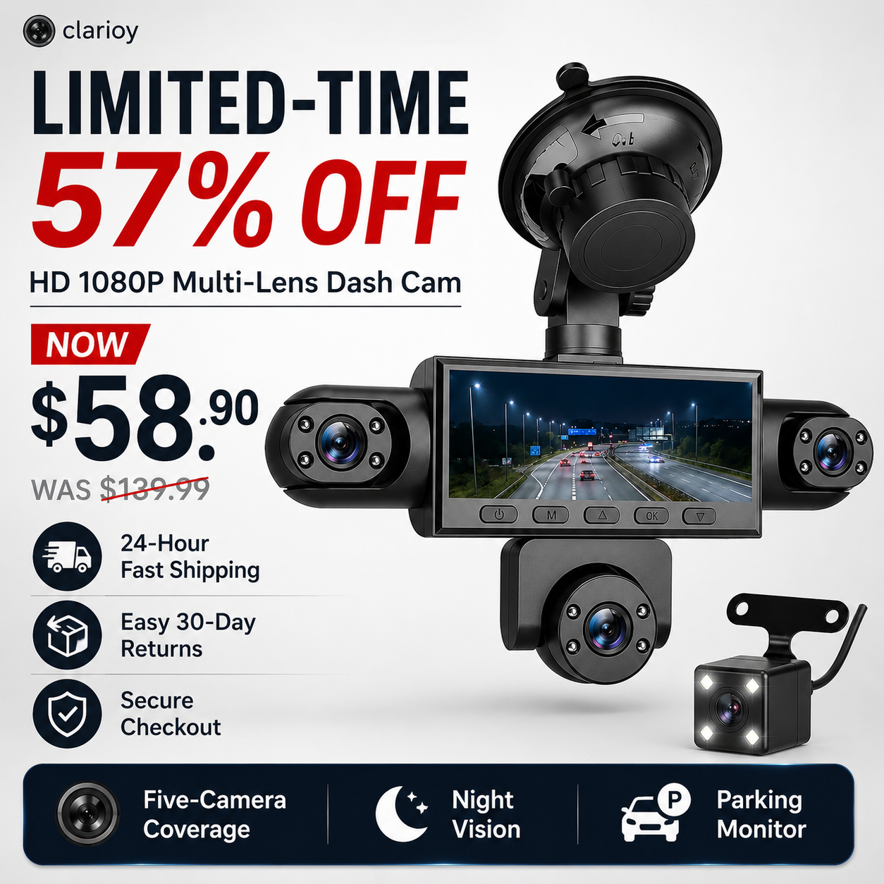 ⏰🔥LIMITED TIME 50% OFF!🔥50K+ SOLD! HD Multi-Lens Dash Cam with Night Vision📹🚗