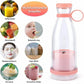 Clarioy multifunctional portable juicer blender in pink, shown with drinks, baby food, and smoothies.