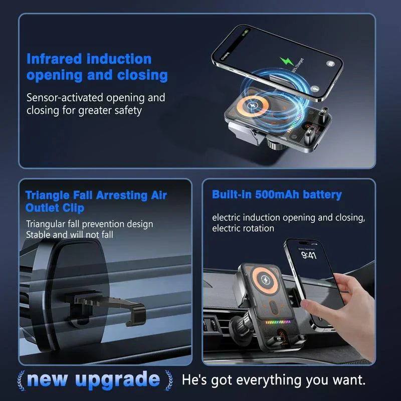 🚗 50% OFF NOW! 📱 2-in-1 Car Phone Holder & Wireless Charger – 360° Rotation, Strong Grip & Fast Charging 🔋