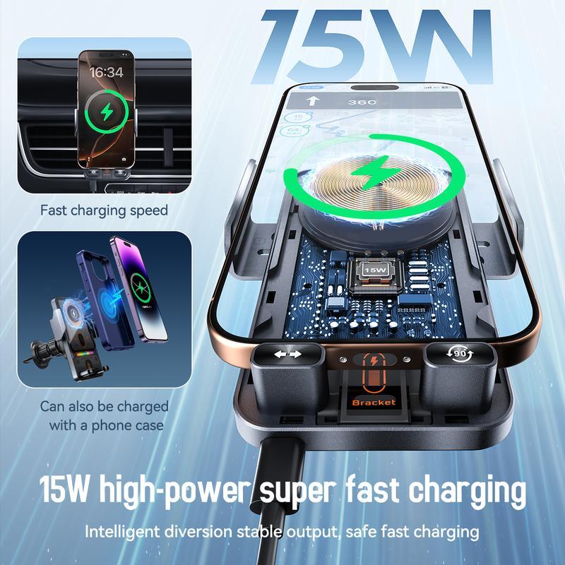 🚗 50% OFF NOW! 📱 2-in-1 Car Phone Holder & Wireless Charger – 360° Rotation, Strong Grip & Fast Charging 🔋