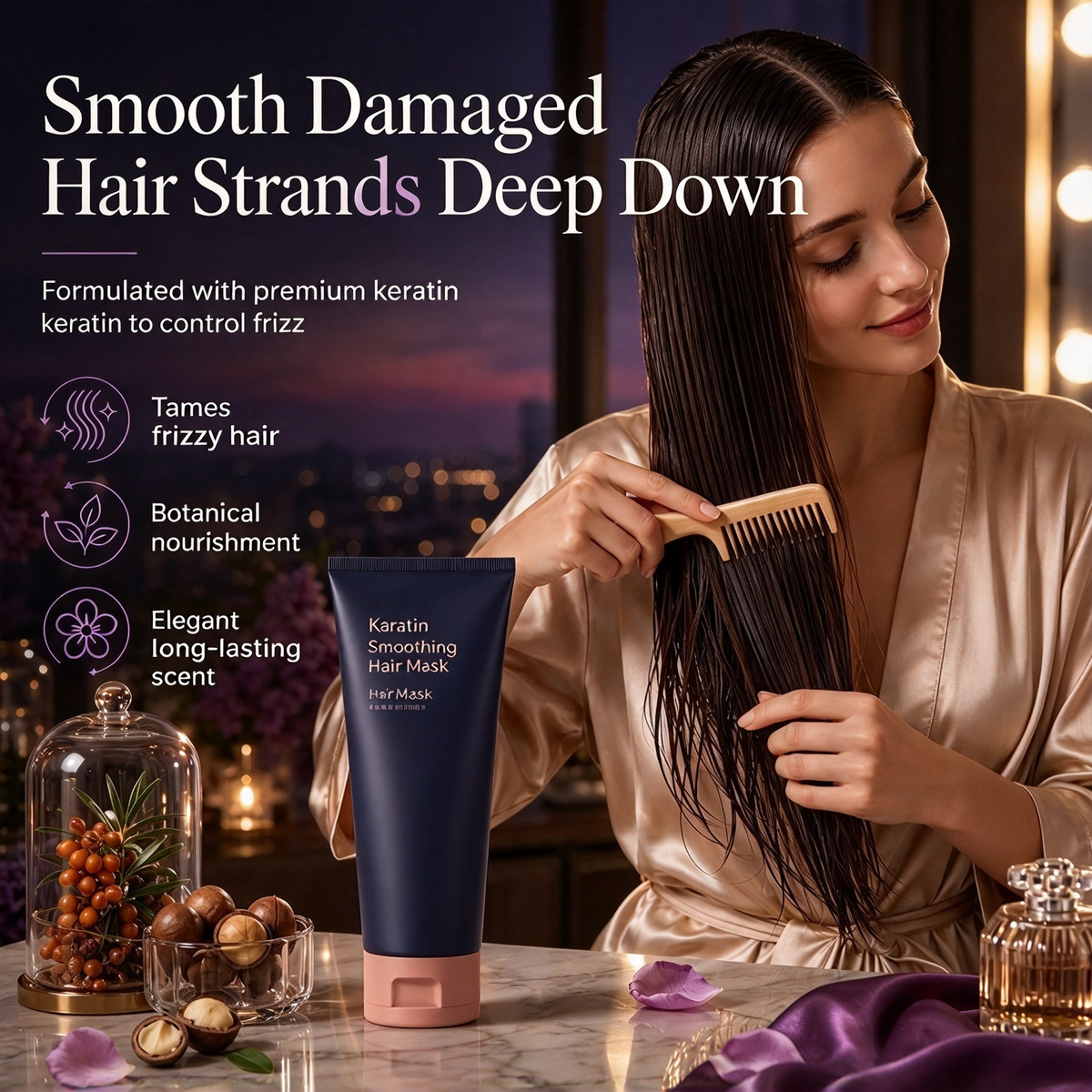🧼 69% OFF 💇 Keratin Smoothing Hair Mask 320ml Nourishing & Repairing Treatment for Dry, Frizzy & Damaged Hair 🧴