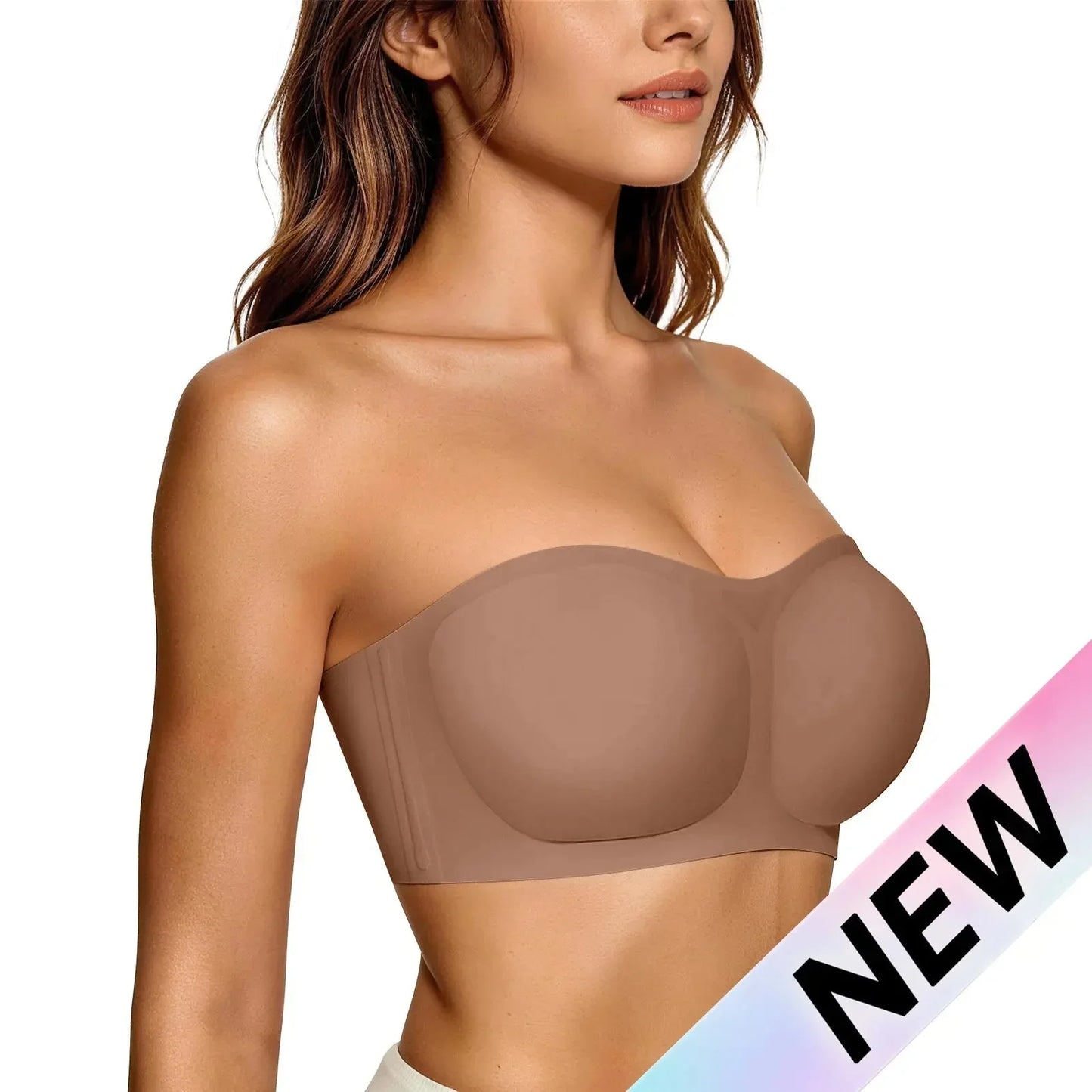 ⛱️Last Day Special Price ＄16.99!!💞Womens Strapless Bras Push Up Bandeau Bra Non Slip Wireless Supportive Padded Bras Seamless Comfortable Tube Jelly Bra