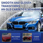 Glossy blue sedan with transparent coating, demonstrating car care product benefits from clarioy.