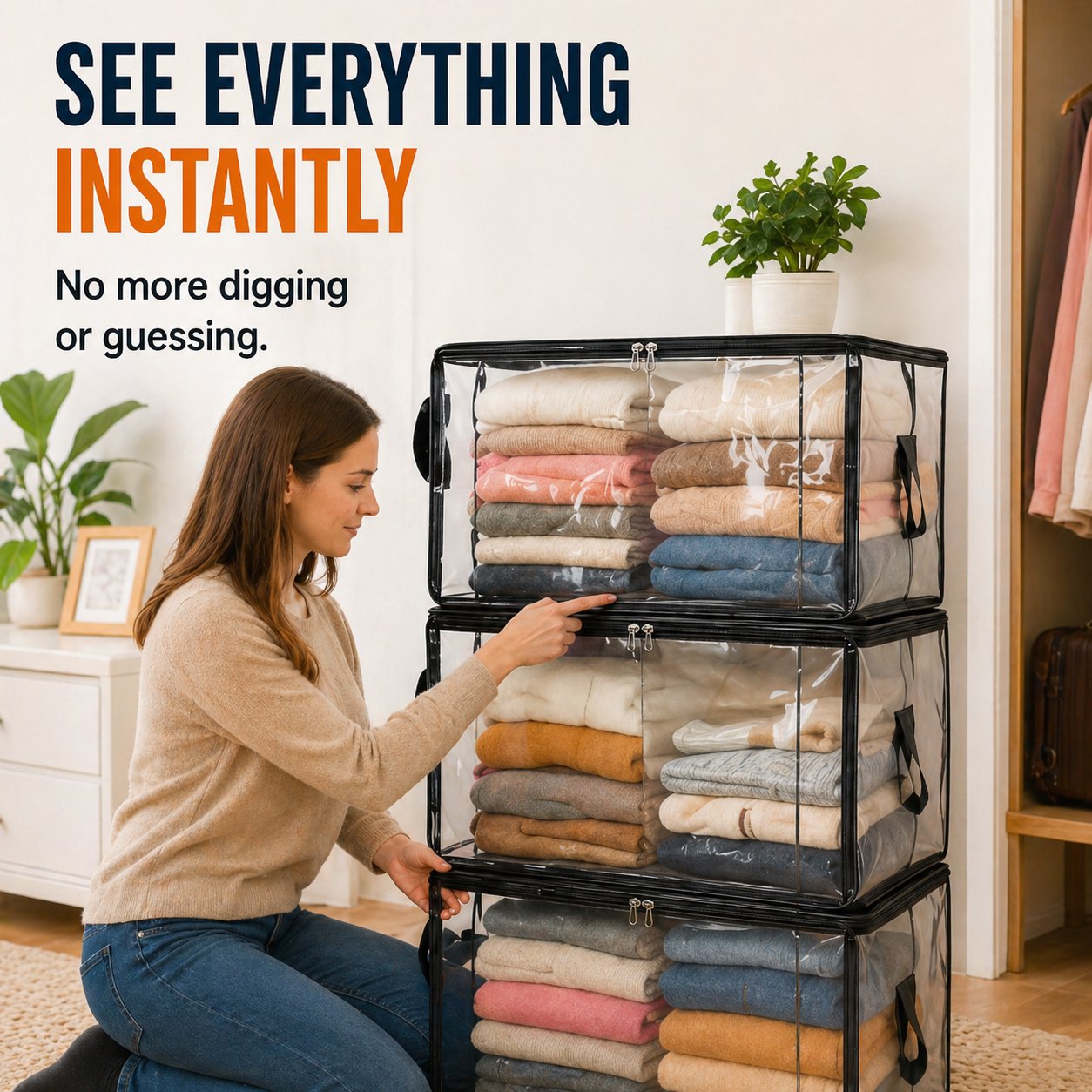 🎁 2026 Sale 50% OFF📦Large Heavy-Duty Thick Plastic Clear Storage Bag for Clothes, Moving & Storage