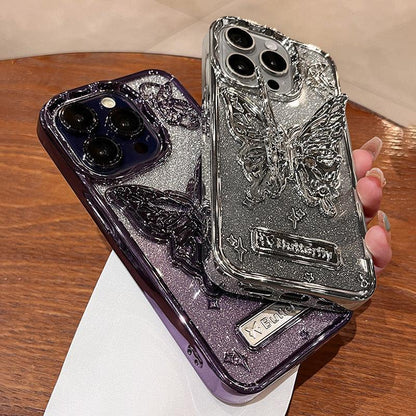 🦋Galvanized Glitter Butterfly iPhone Case Holder - clarioy