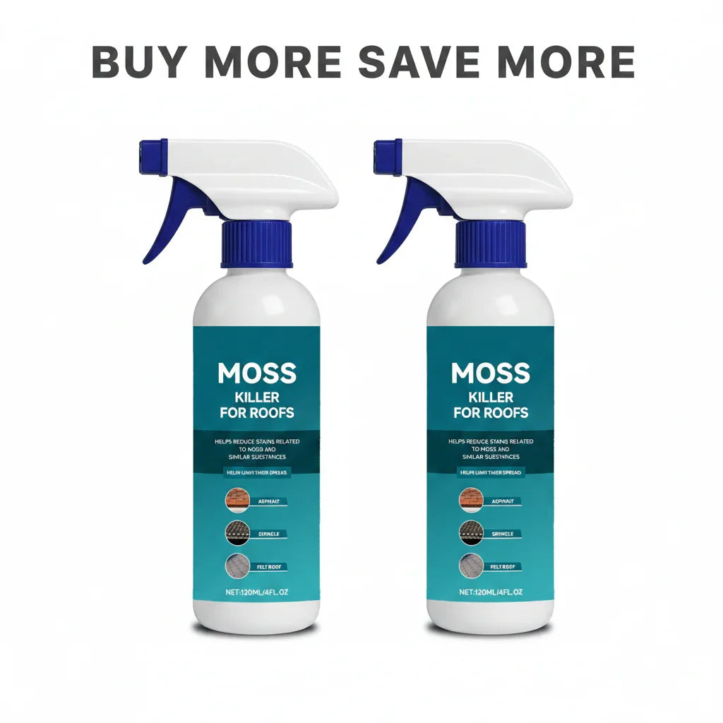 🌧️ Multi-Surface Roof Moss & Algae Cleaner Spray – Spray, Rinse, and Watch It Shine! 🏠✨ Tough on moss, gentle on plants – a cleaner roof in minutes. 🌿💧