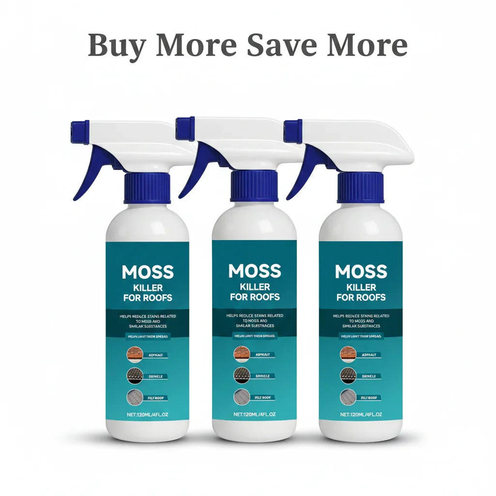 🌧️ Multi-Surface Roof Moss & Algae Cleaner Spray – Spray, Rinse, and Watch It Shine! 🏠✨ Tough on moss, gentle on plants – a cleaner roof in minutes. 🌿💧
