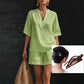 Women's Casual V-Neck Two-Piece Short Set