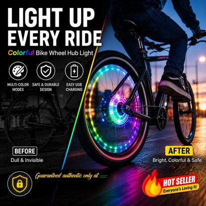 ✨50% OFF⏰Colorful Bike Wheel Hub Light🚴A Must‑Have For Cycling Enthusiasts!🌃Light Up the Night