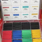 Assorted heat shrink tubing kit in plastic box, multi-color sizes for auto repair, clarioy tools