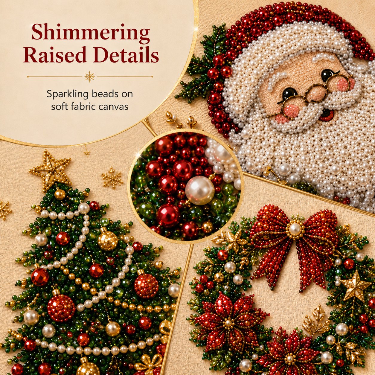 🎄✨DIY Christmas Pearl Diamond Painting Kit – 5 festive designs, 3D raised beads & display frame included. A sparkling holiday masterpiece for your wall! 🖼️🎨