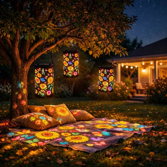 🔥SPECIAL OFFER 49% OFF-🌞Colorful solar-powered garden lantern with sunflower motif