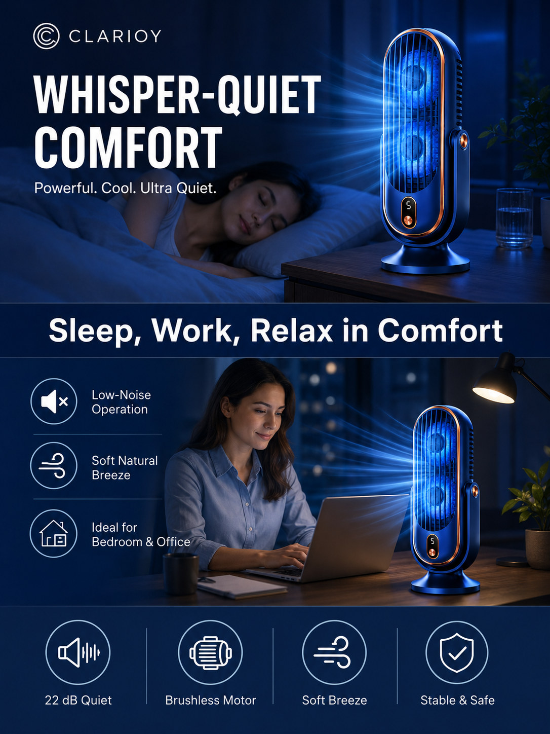 🥳2026 HOT SALE🥳💞50K+ SOLD!💨🌙 50% OFF! Portable Table Fan – 5 speeds, ultra‑quiet, gentle breeze. Perfect for bedroom or office. Stay cool without noise! 😴✨