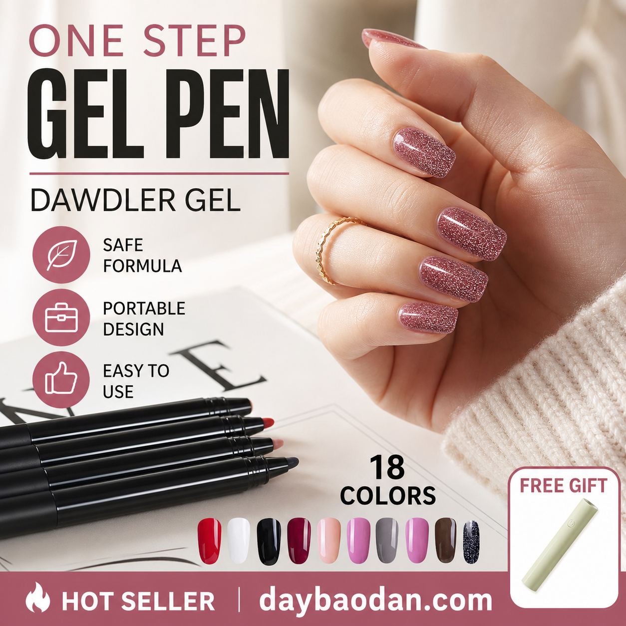 💅 Limited Time Buy 1 Get 1 Free ✨One Step Nail Gel Pen🎨Free handheld mini UV nail lamp💡