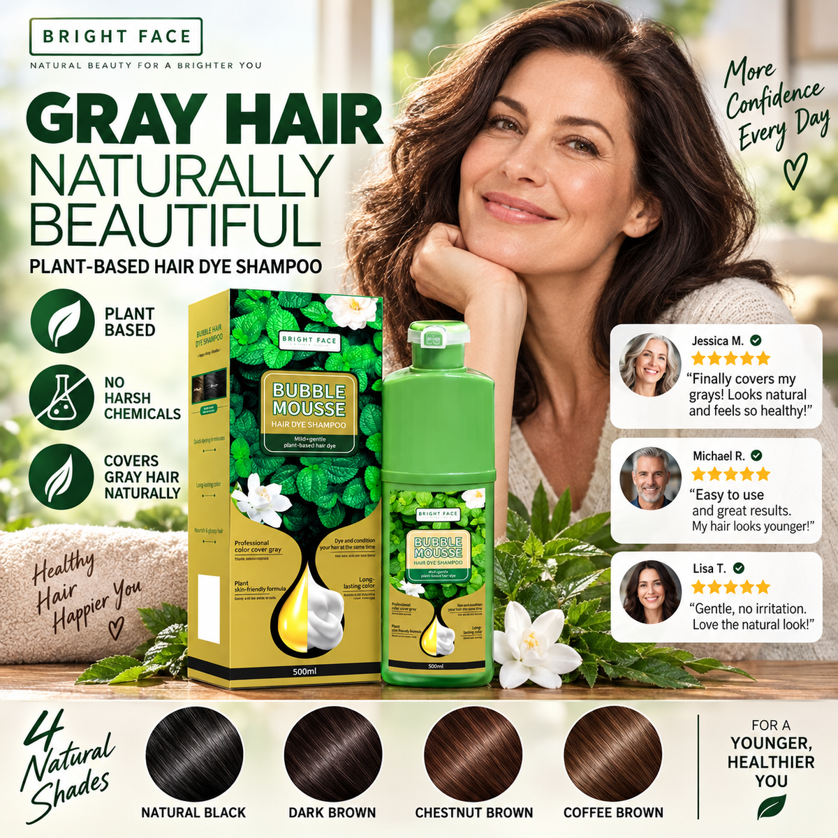 🏆 Last Day Special Price 29.99! 💇‍♀️Long‑Lasting Plant‑Based Foam Hair Dye｜Ammonia‑Free Easy DIY At‑Home Foam Hair Color
