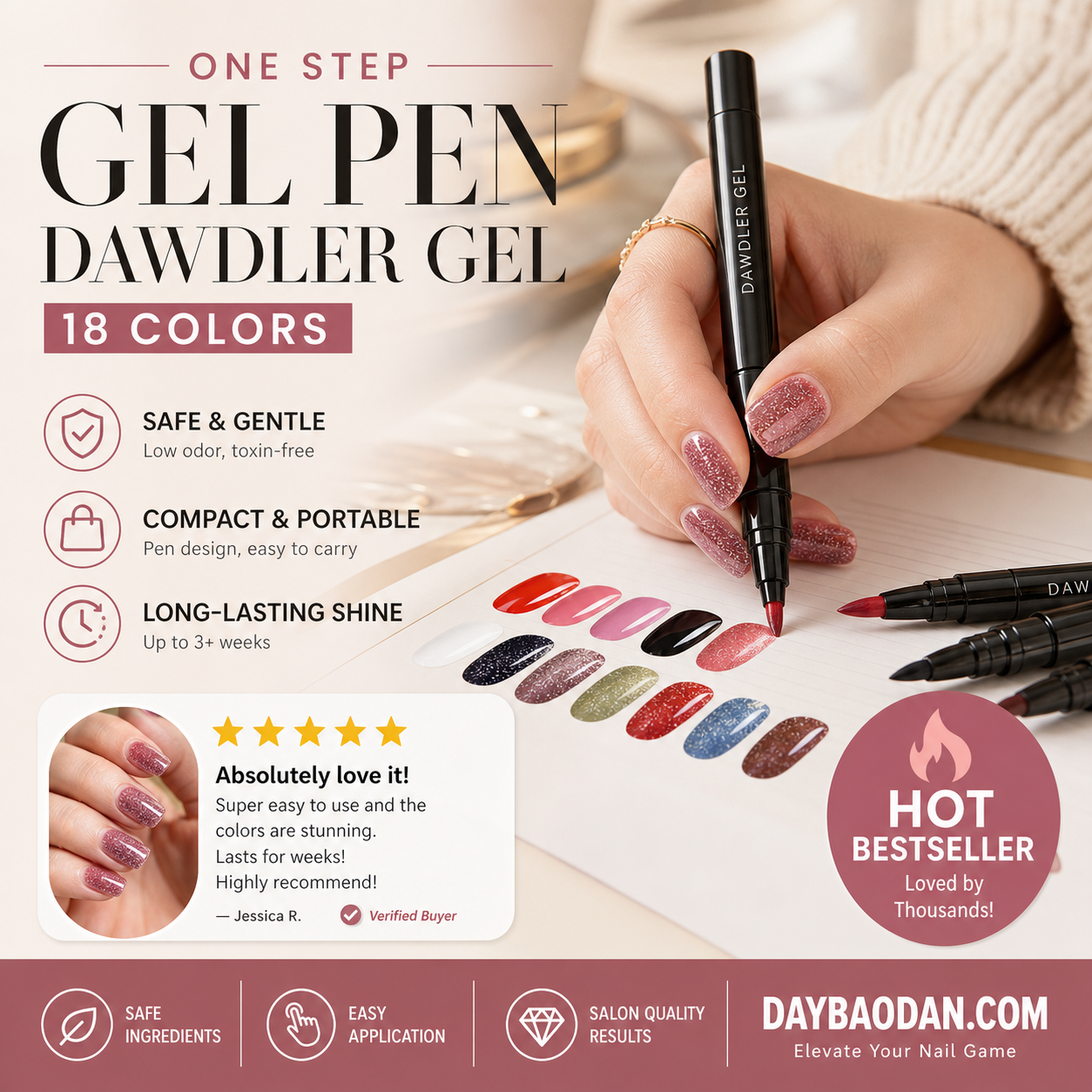 💅 Limited Time Buy 1 Get 1 Free ✨One Step Nail Gel Pen🎨Free handheld mini UV nail lamp💡