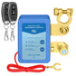 Smart car battery disconnect switch with remote controls, gold terminals, and red cable from clarioy auto tools.