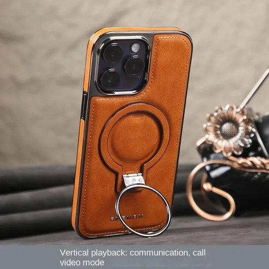 Luxury Leather Invisible Stand iPhone Case - clarioy