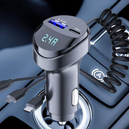 Fast Charging Car Charger with 3-in-1 Charging Cable - clarioy