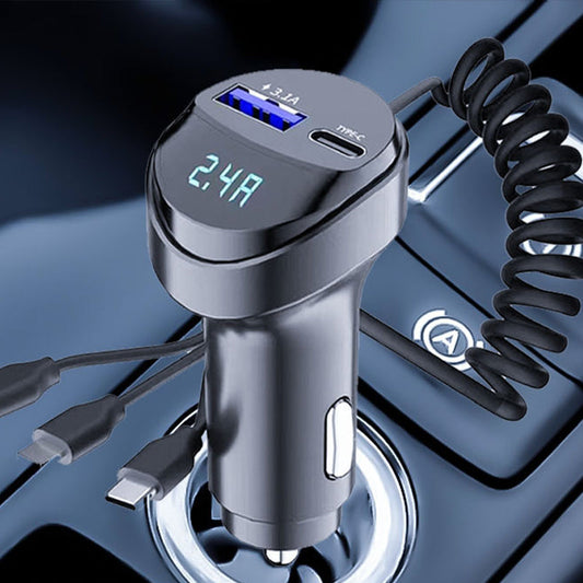 Fast Charging Car Charger with 3-in-1 Charging Cable