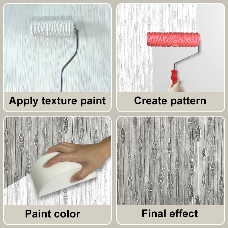 🔥2024 New Design🔥Embossing Texture Patterned Paint Roller for Wall Decoration - clarioy