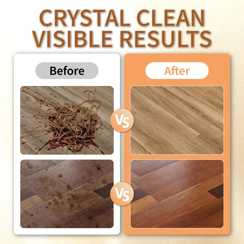 Before and after comparison of wooden floors, highlighting effective cleaning results by clarioy premium homeware.
