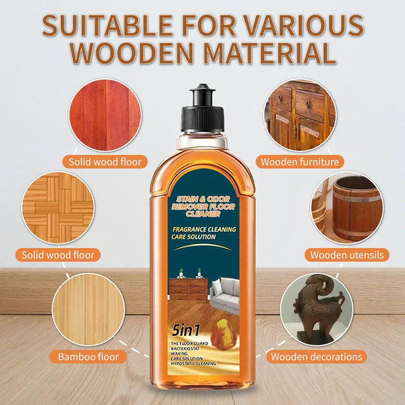 5-in-1 stain and odor remover floor cleaner for wood floors, bamboo, furniture, utensils, and decorations, premium home care from clarioy