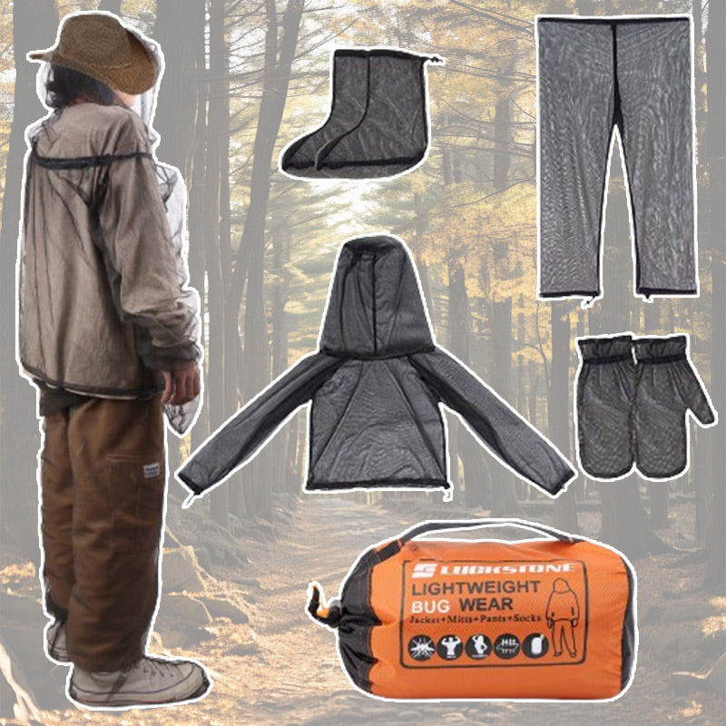 Outdoor Lightweight Anti-Mosquito Jacket & Pants & Shoe Covers & Mitts