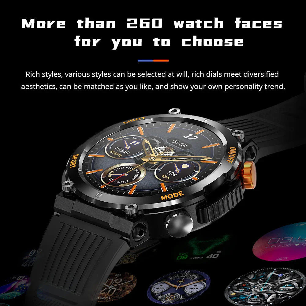Smartwatch with black band, multiple digital watch faces displayed, premium electronics by clarioy