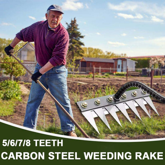 5/6/7/8 Teeth Carbon Steel Garden Weeding Rake - clarioy