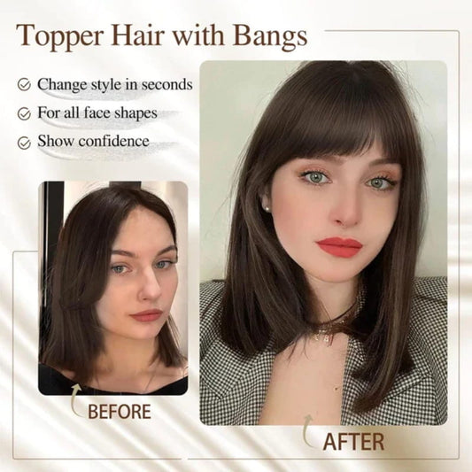 Natural Hair Toppers with Bangs for Women - clarioy