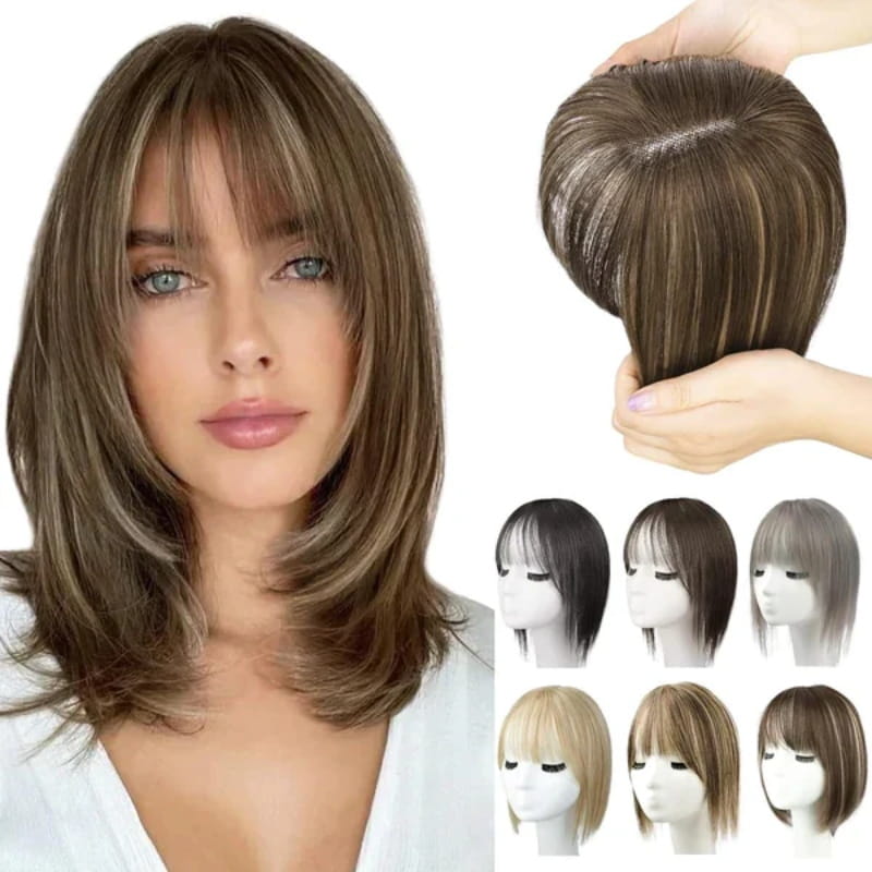 Natural Hair Toppers with Bangs for Women