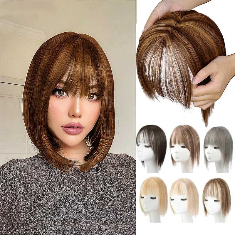 Natural Hair Toppers with Bangs for Women