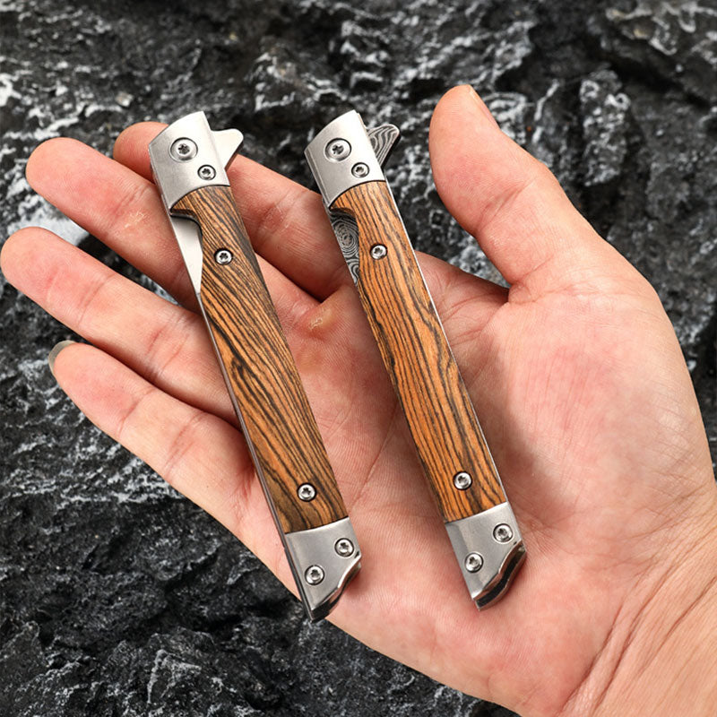 🗡️✨Folding knife with wooden handle for work, hiking & camping⛺ - clarioy