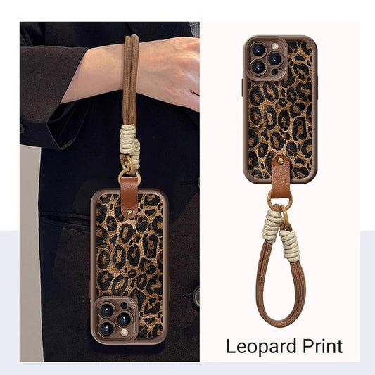 Leopard Print Case for iPhone with Lanyard - clarioy