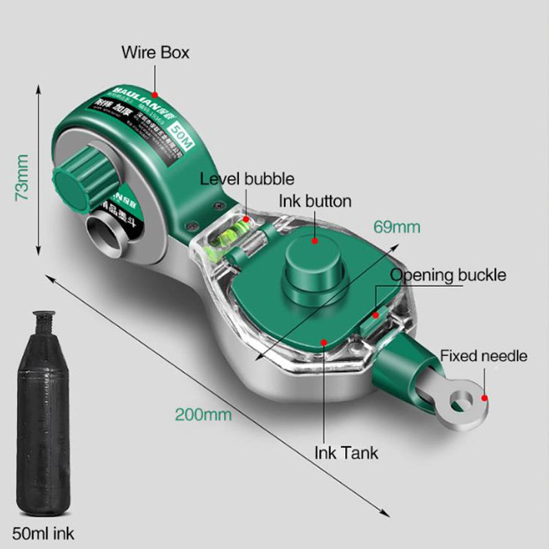 Durable Manual Chalk Line Reel with Leveler - clarioy