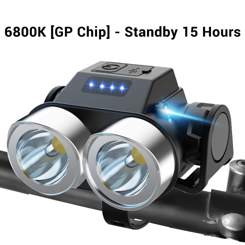 Outdoor Portable Dual Head Super Bright LED Bike Headlight - clarioy