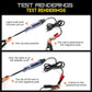 Clarioy digital automotive circuit tester with LED display showing test modes and cable clamps.