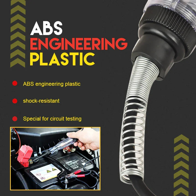 ABS engineering plastic auto circuit tester tool being used on a car battery, shock-resistant