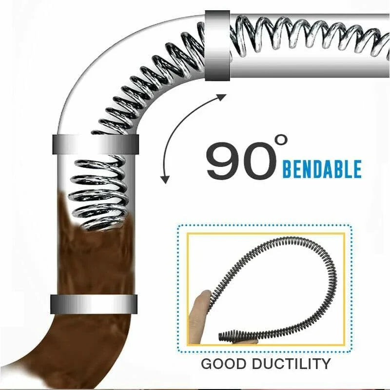 Flexible 90-degree bendable drain cleaning spring tool unclogging pipe, clarioy auto tool