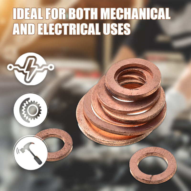 ⏳Time-Limited Special⏰100/200 PCS Copper Flat Washer Assortment Kit