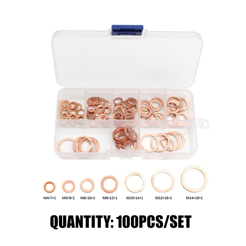 ⏳Time-Limited Special⏰100/200 PCS Copper Flat Washer Assortment Kit