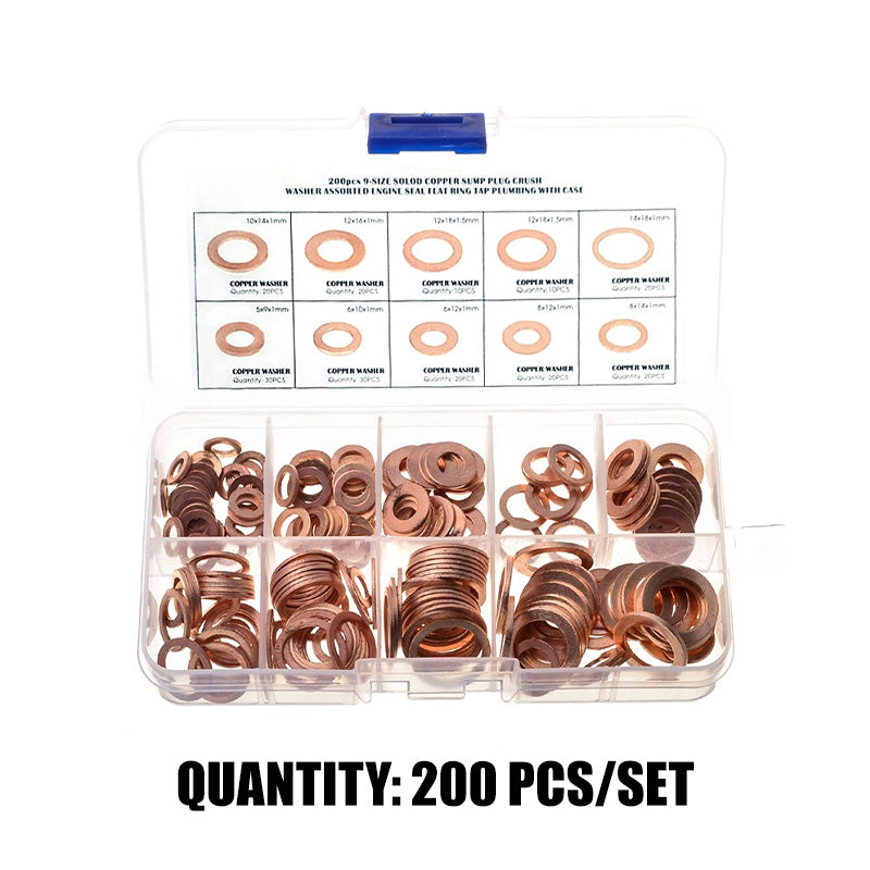 ⏳Time-Limited Special⏰100/200 PCS Copper Flat Washer Assortment Kit