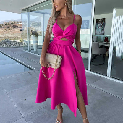 👗Summer New💕Women’s Spaghetti Straps High Slit Dress | Adjustable Spaghetti Straps | Side Thigh Split