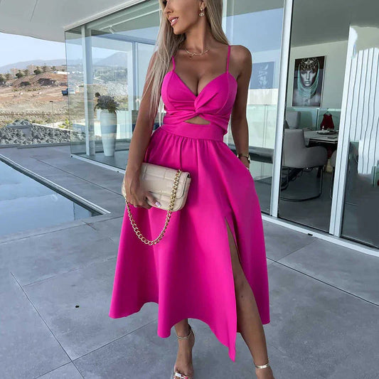 👗Summer New💕Women’s Spaghetti Straps High Slit Dress | Adjustable Spaghetti Straps | Side Thigh Split