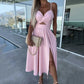 👗Summer New💕Women’s Spaghetti Straps High Slit Dress | Adjustable Spaghetti Straps | Side Thigh Split