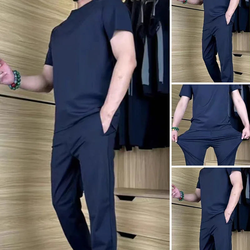 ⏰🔥LIMITED TIME 50% OFF!🔥50K+ SOLD!Men's Casual Ice Silk Stretch Sports Suit✨